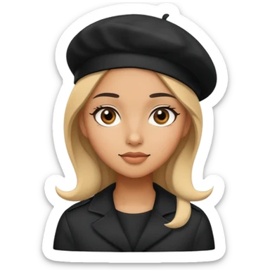 girl wearing a black beret sticker