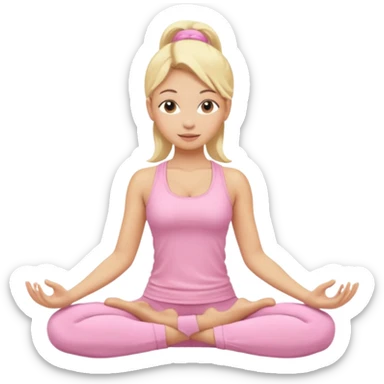 blonde yoga girl light pink clothes n sticker