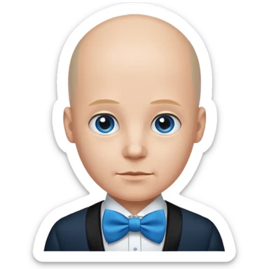 Bald with blue bow tie, balck dress sticker
