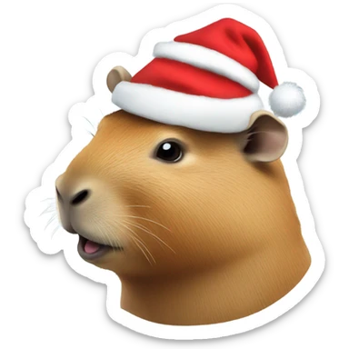 Capybara with a Santa hat sticker