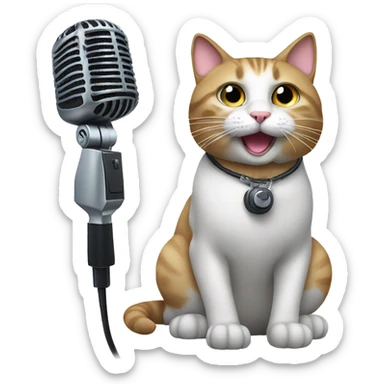 Cat with a microphone sticker