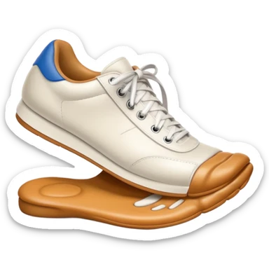 3D Apple-style emoji of a human foot wearing a sneaker, fully visible, stepping firmly on the ground, leaving a clear shoe print under the sole. Rounded, glossy, smooth, soft shadows, white background.



 sticker