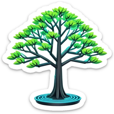 cyberpunk neon 3d tree sticker