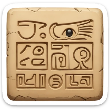 An emoji of an ancient Egyptian stone tablet with hieroglyphics carved on it.

 sticker