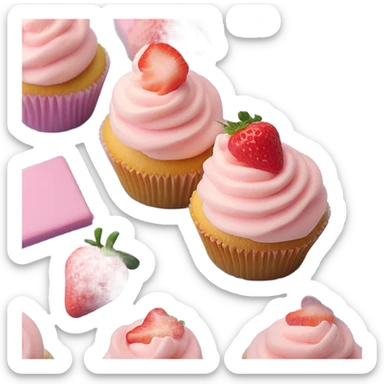 Strawberry cheesecake cupcake sticker