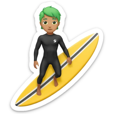 green haired black surfer with surfboard  sticker