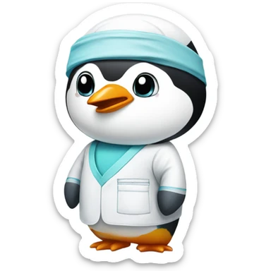 Penguin wearing surgical scrubs sticker