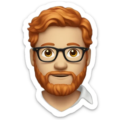 red hair white men with glasses and beard and a ralph lauren polo sticker