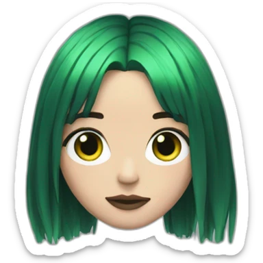 billie eilish green black hair sticker