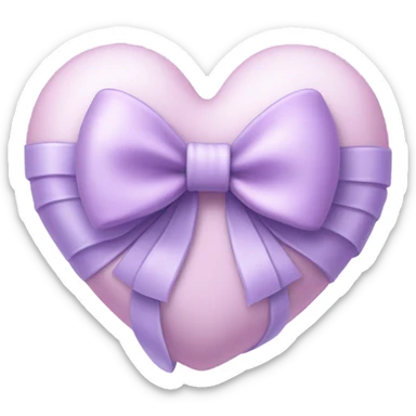 a lavender heart wrapped by a pastel pink bow sticker