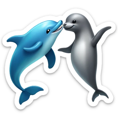 Dancing dolphin and seal sticker