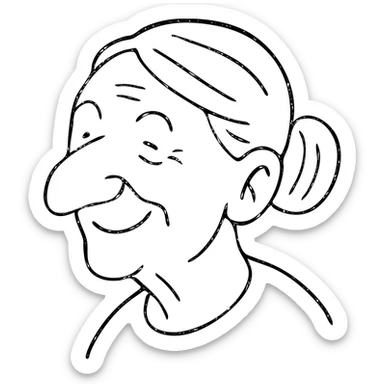 older woman with a big nose, smiling sticker