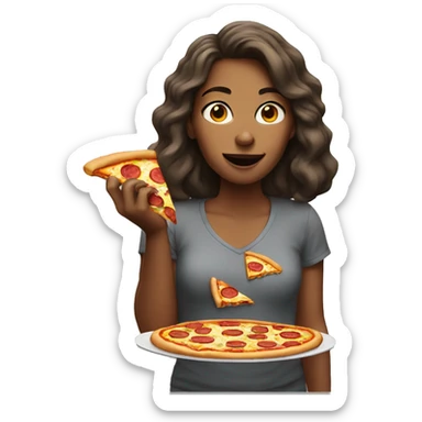 Woman eating pizza sticker