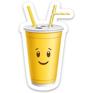 napkins, soda straws, yellow disposable cup sticker