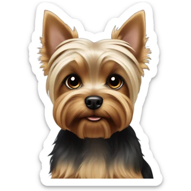 Gucci a Yorkshire terrier that is shaved sitting down ￼ sticker