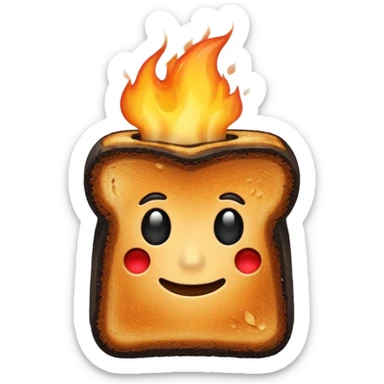 a piece of black burning toast sticker