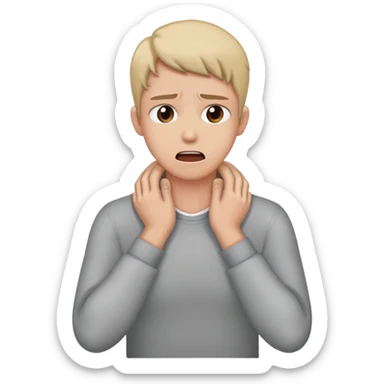 emoji of someone holding their neck with both hands and wanting to kill themselves (nothing intended, just a joke) sticker