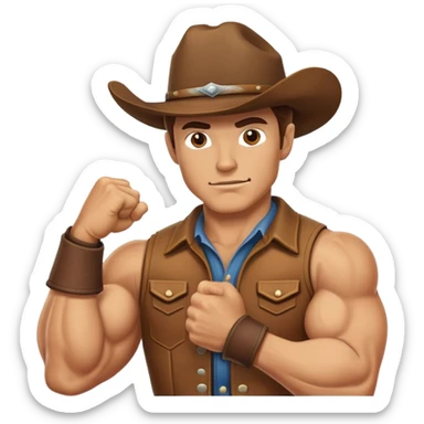 Cowboy flexing his bicep sticker