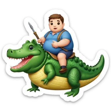 A fat pig riding a alligator  sticker