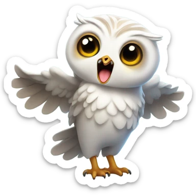 Waking up and yawning cute magical baby owl sticker
