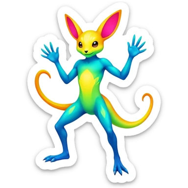 Colorful Neon Colors Flying Fakémon-Pokémon-Creature Full Body sticker
