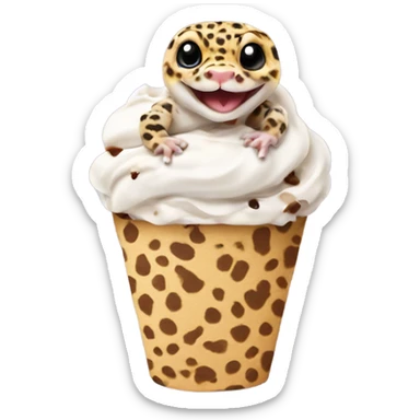 leopard gecko in an ice cream cup sticker
