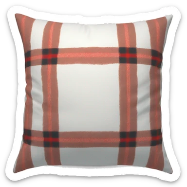 White pillow with plaid print sticker