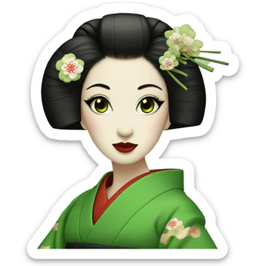 Green eyes geisha sticker