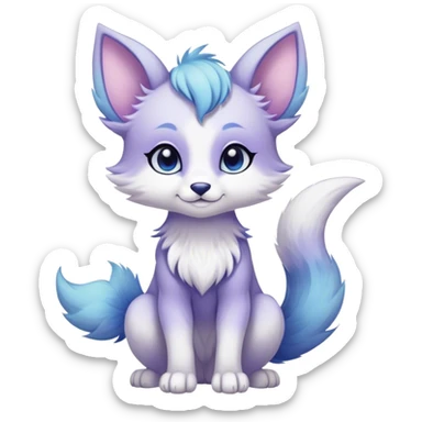 Kawaii bright fantasy ethereal anthro fursona animal with a tufted tail and round ears sticker