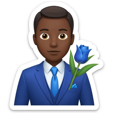 black man with blue tulip in his suit pocket sticker