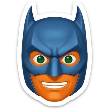 batman emoji with the mask in blue, orange and green sticker
