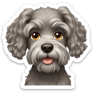 redhead girl with wavy hair and brown eyes with a little grey schnauzer  sticker