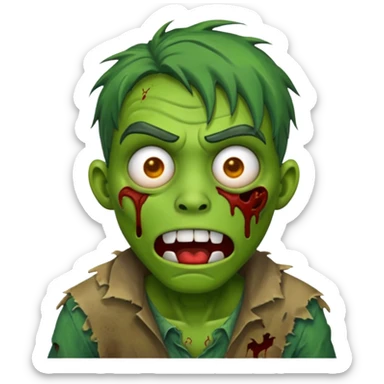 zombie emoji, cartoonish, goofy expression sticker