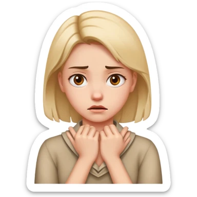 Girl holding her hands around her neck mad  sticker