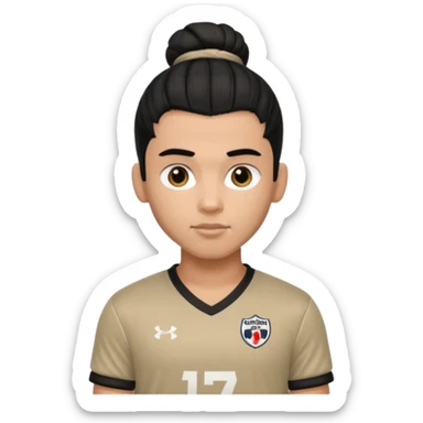 a pretty male bratz footballer. black hair tied in a manbun. light brown skin sticker