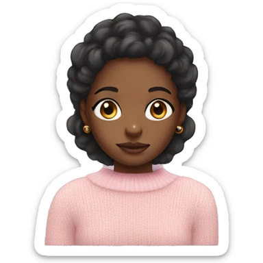 Black girl wearing baby pink sweater with hazel eyes sticker