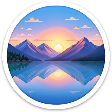 mountain lake at sunrise sticker