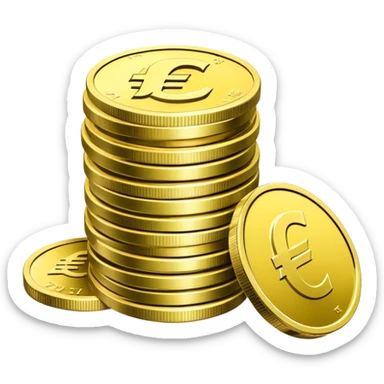 stack of euro coins and euro cash sticker