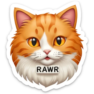 Cat with sign that says rawr sticker