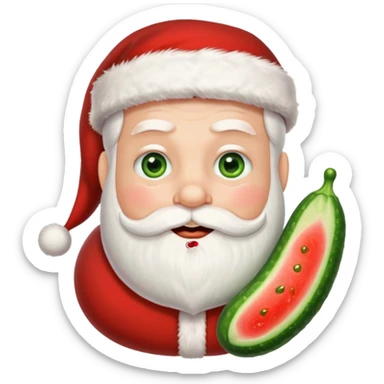 Santa with cucumber slices instead of eyes sticker