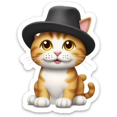 Make a cat wearing a funny hat ￼ sticker