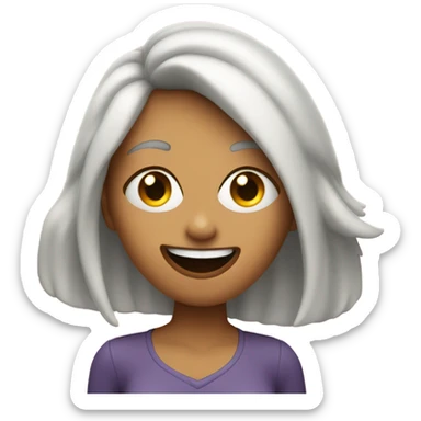 woman holding up a peace sign with her tongue out and winking one eye  sticker