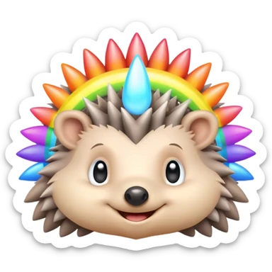 Hedgehog with cloud-like spikes and rainbow halo sticker