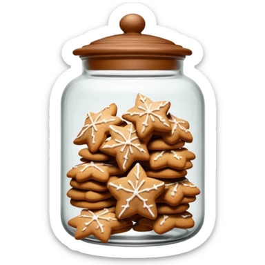 Realistic glass cookie jar with brown lid full of ginger stars cookies sticker