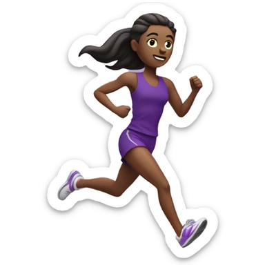 Runner emoji in purple sportswear, mid-stride, energetic and determined expression. sticker