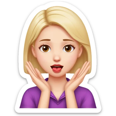 hands crossed while holding neck tongue out girl  sticker