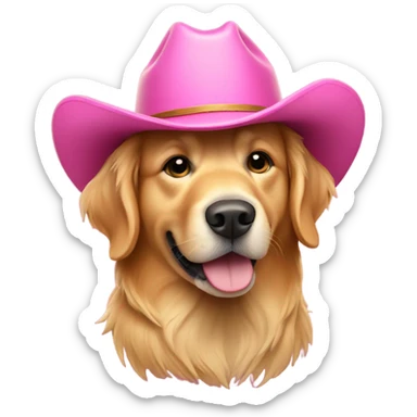 Golden retriever with pink cowboy hat sticker