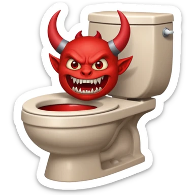 a demon coming out of the toilet bowl sticker