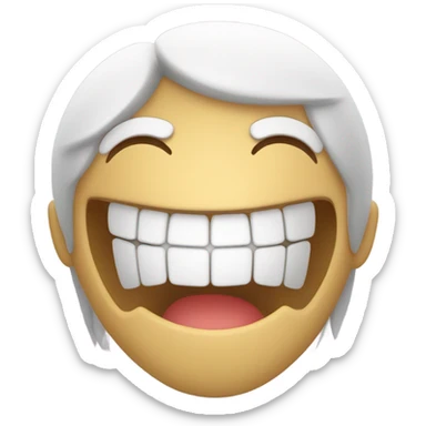 A wide open smile showing teeth, or narrowed eyes expressing joy. sticker