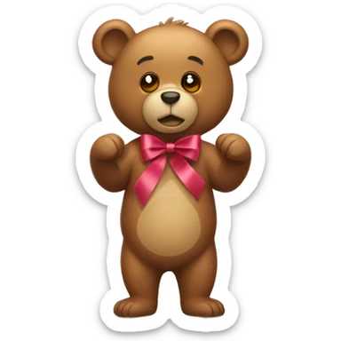 a bear with a ribbon on it sticker